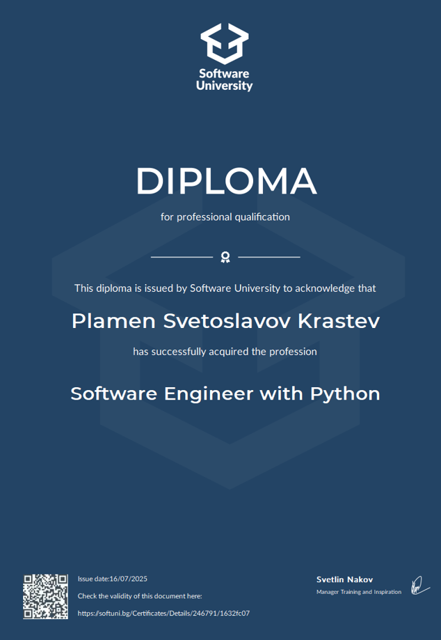 Diploma-Software Engineer with Python